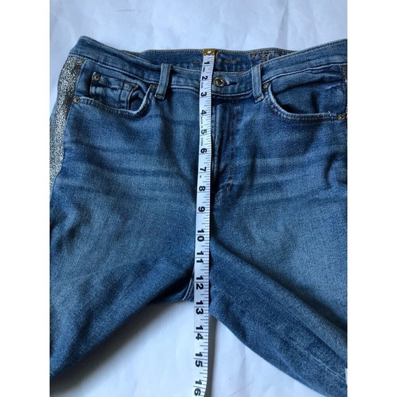 7 for All Mankind High Waist Ankle Skinny Blue Jeans sz 28 - Picture 5 of 6